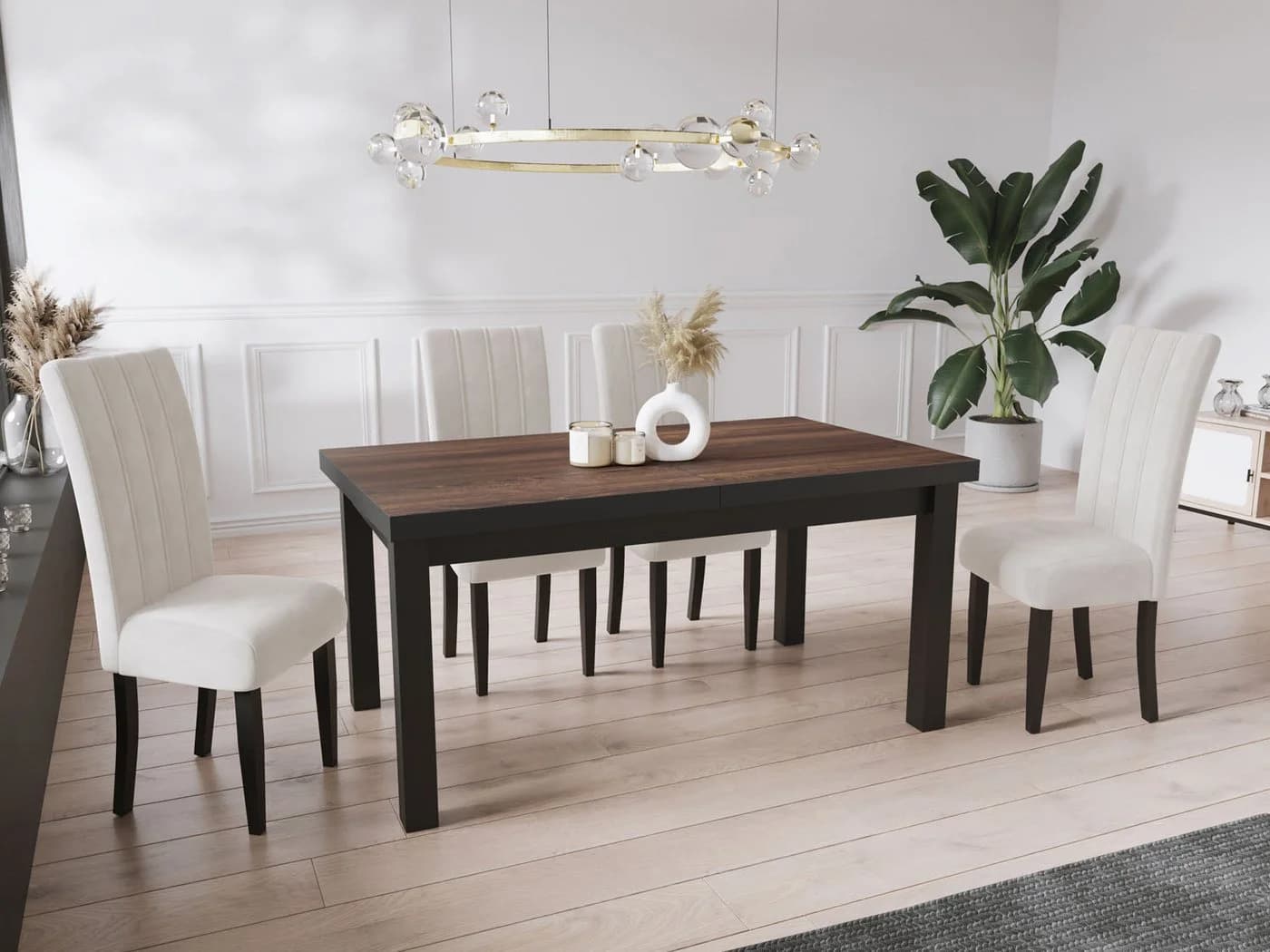 WFL GROUP Esstisch Gemini Ausziehbar Modern Holzoptik Schwarz - Bild 2