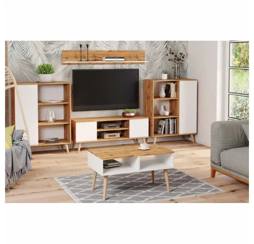 KOBI S.C. Couchtisch Skandinavisch Weiß Eiche Craft