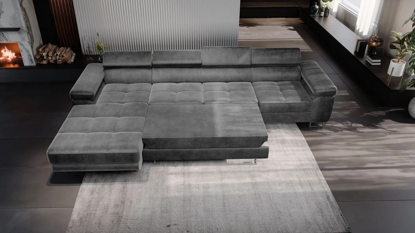 Muffo Ecksofa Alonzo Maxi Grau mit Schlaffunktion und Bettkasten - Bild 3
