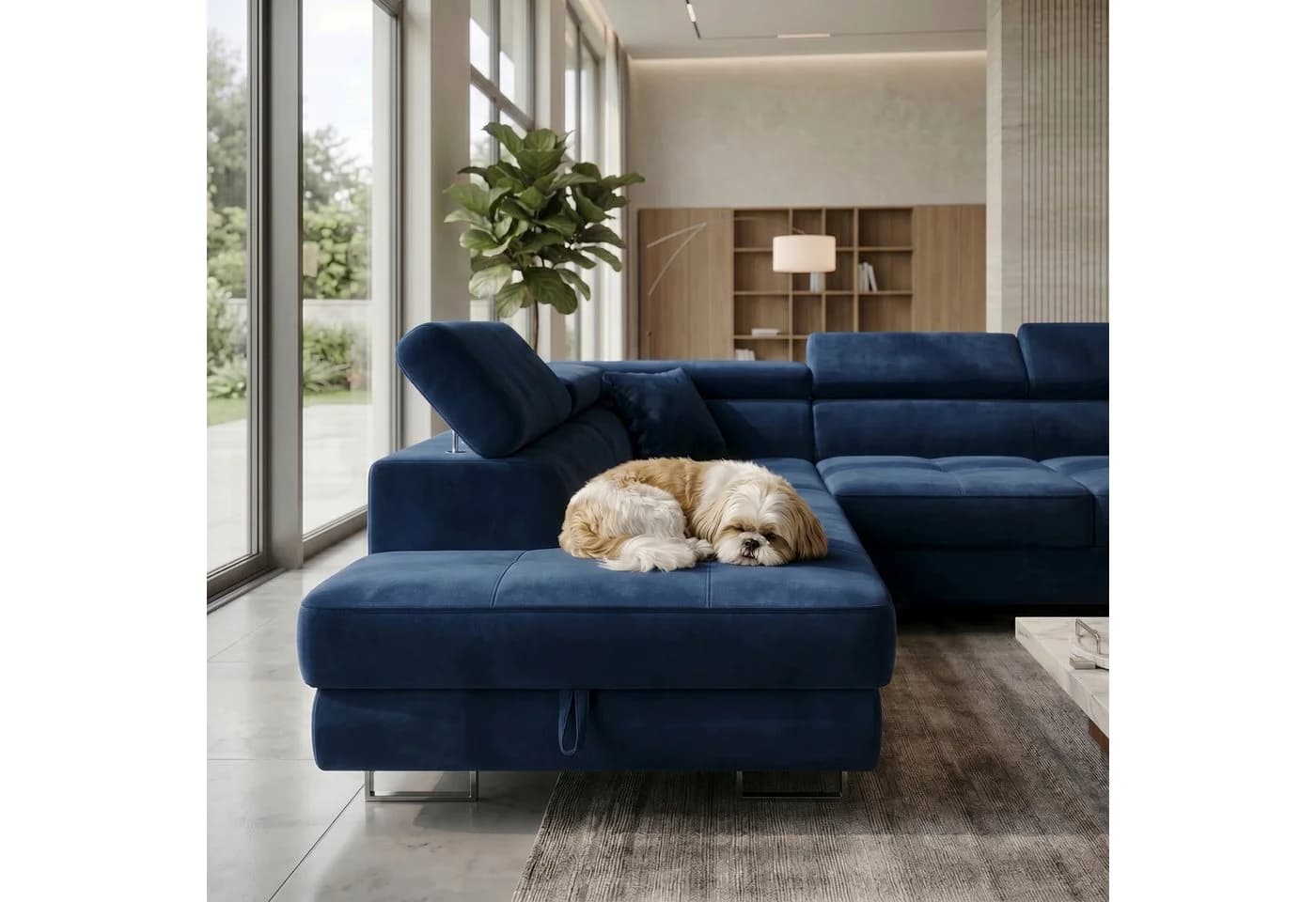 Muffo Ecksofa WILD Maxi U2 Dunkelblau mit Schlaffunktion und Bettkasten - Bild 3