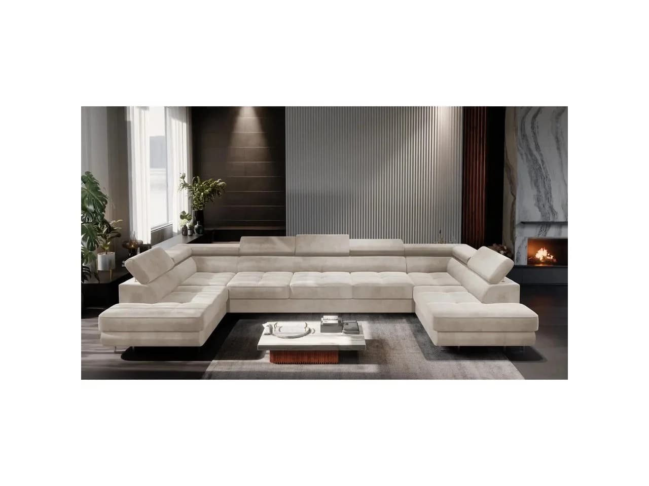 Muffo Ecksofa WILD MAXI U2 Beige Schlaffunktion verstellbare Kopfstützen - Bild 2