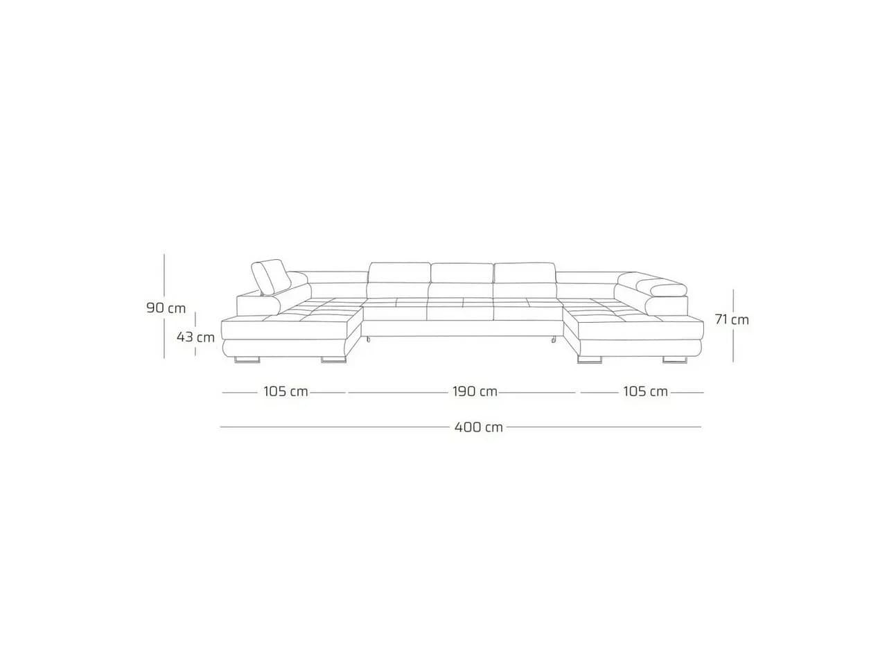 Muffo Ecksofa WILD MAXI U2 Beige Schlaffunktion verstellbare Kopfstützen - Bild 4