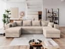 NACANAPA Ecksofa DOMINO Beige mit Schlaffunktion und Stauraum Bild 2