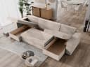 NACANAPA Ecksofa DOMINO Beige mit Schlaffunktion und Stauraum Bild 4