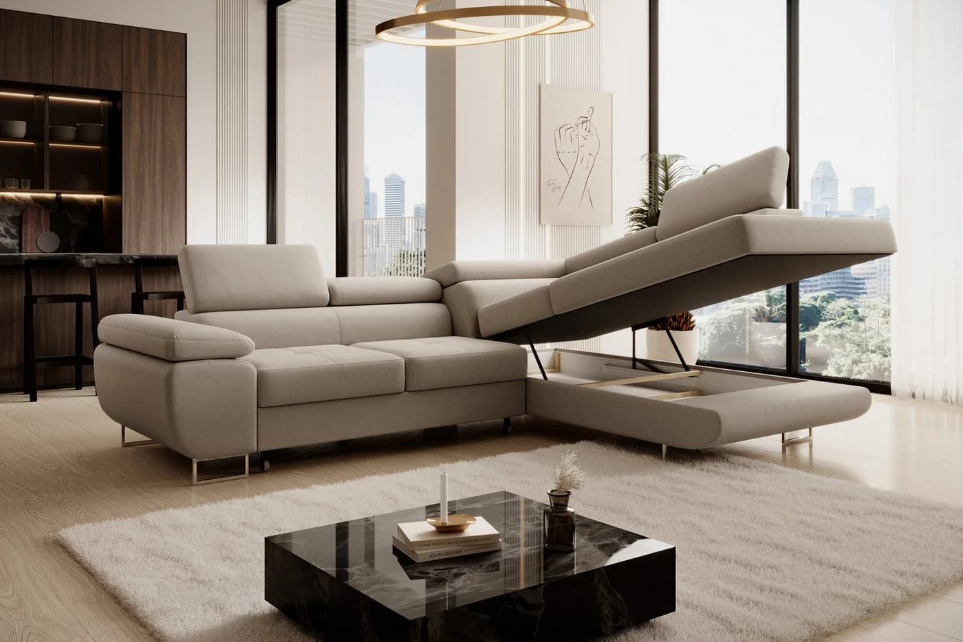 Muffo Ecksofa Wild Beige mit Schlaffunktion und Bettkasten - Bild 3