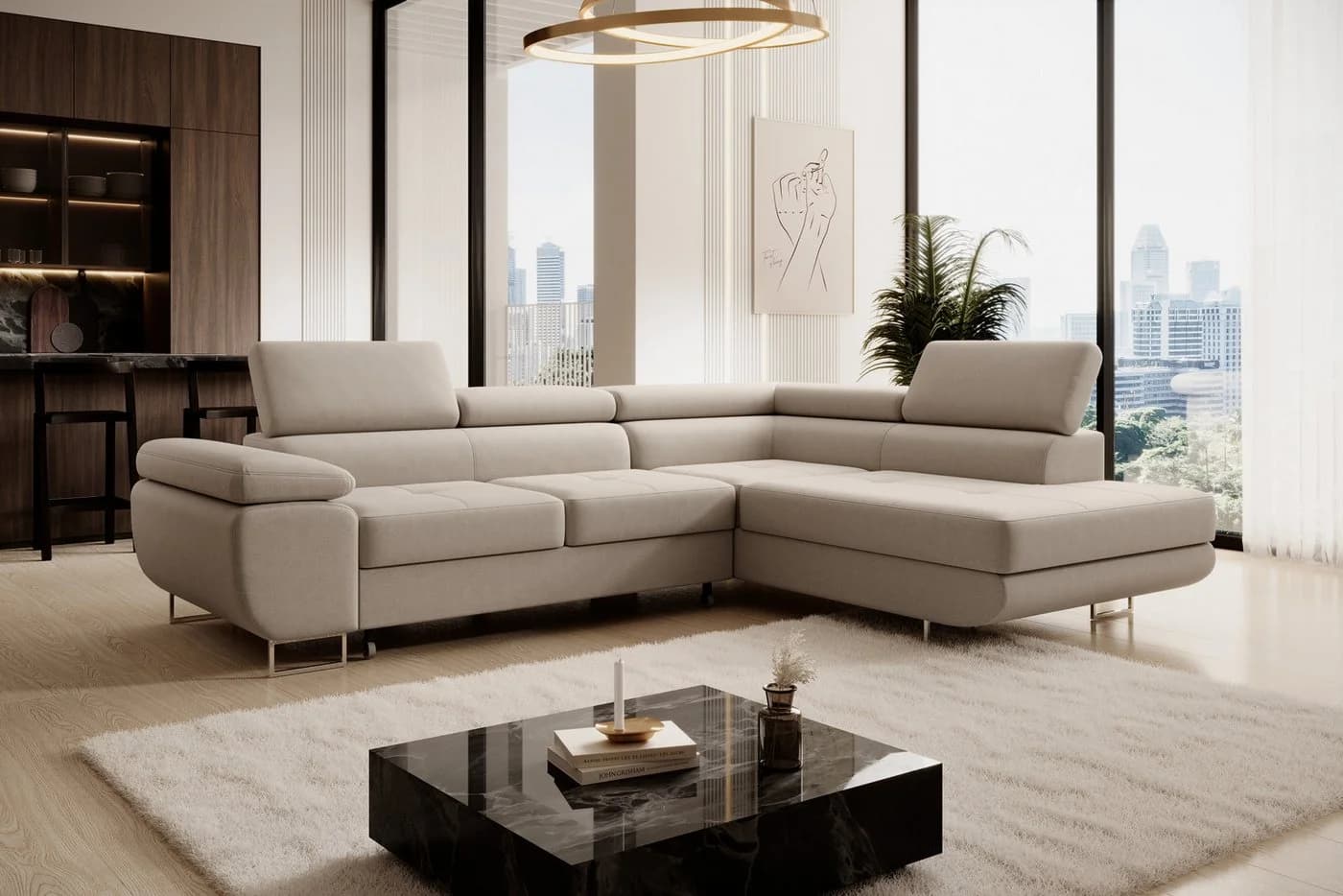 Muffo Ecksofa Wild Beige mit Schlaffunktion und Bettkasten - Bild 4