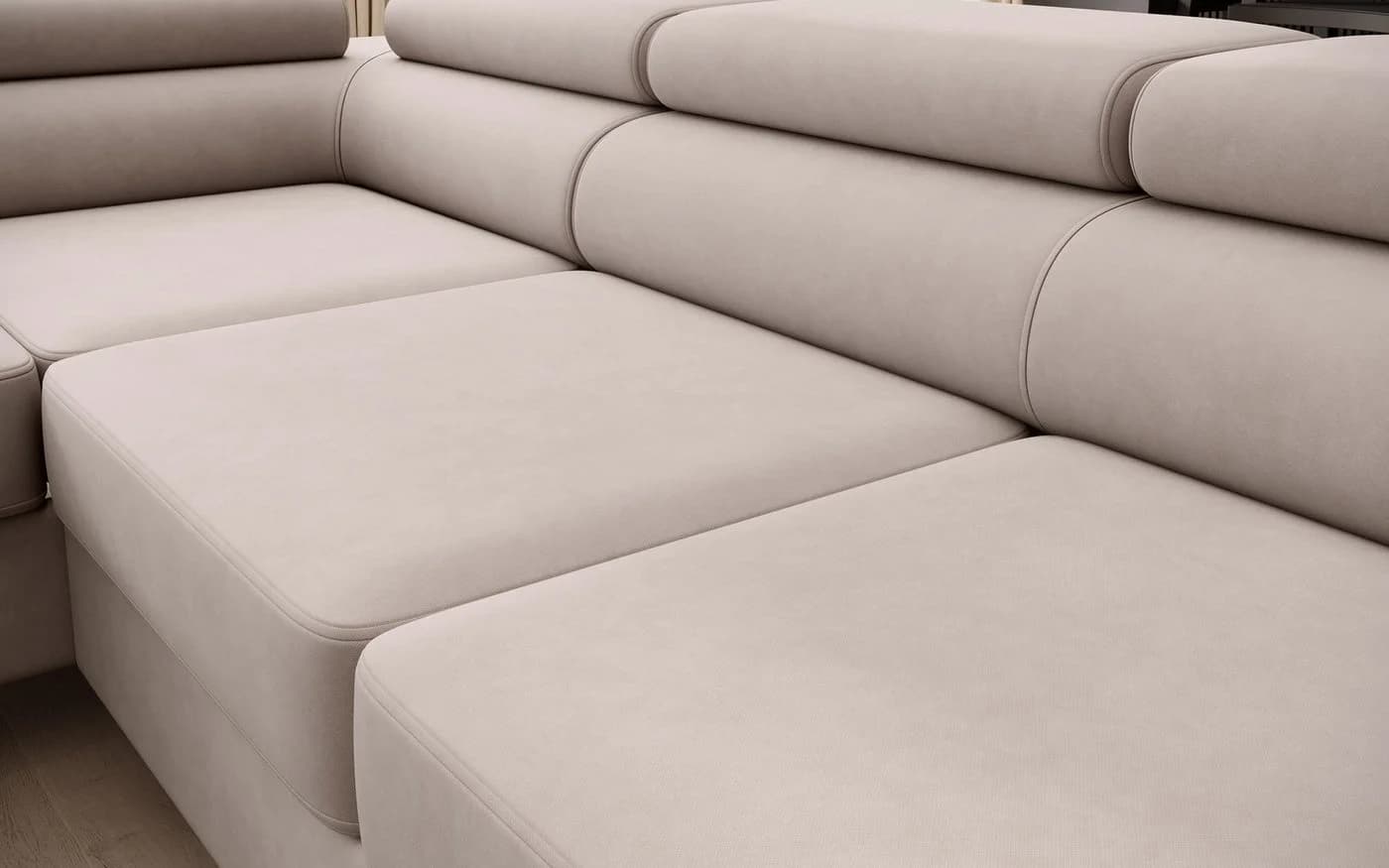 Muffo Ecksofa Priam L Beige mit Schlaffunktion und Bettkasten - Bild 5