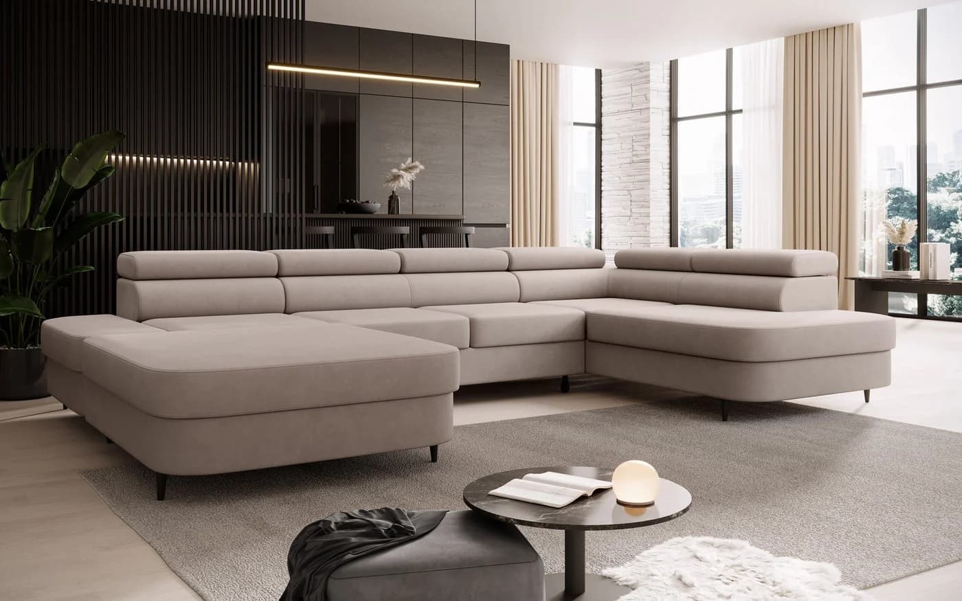 Muffo Ecksofa Priam U Beige mit Schlaffunktion und Bettkasten - Bild 2