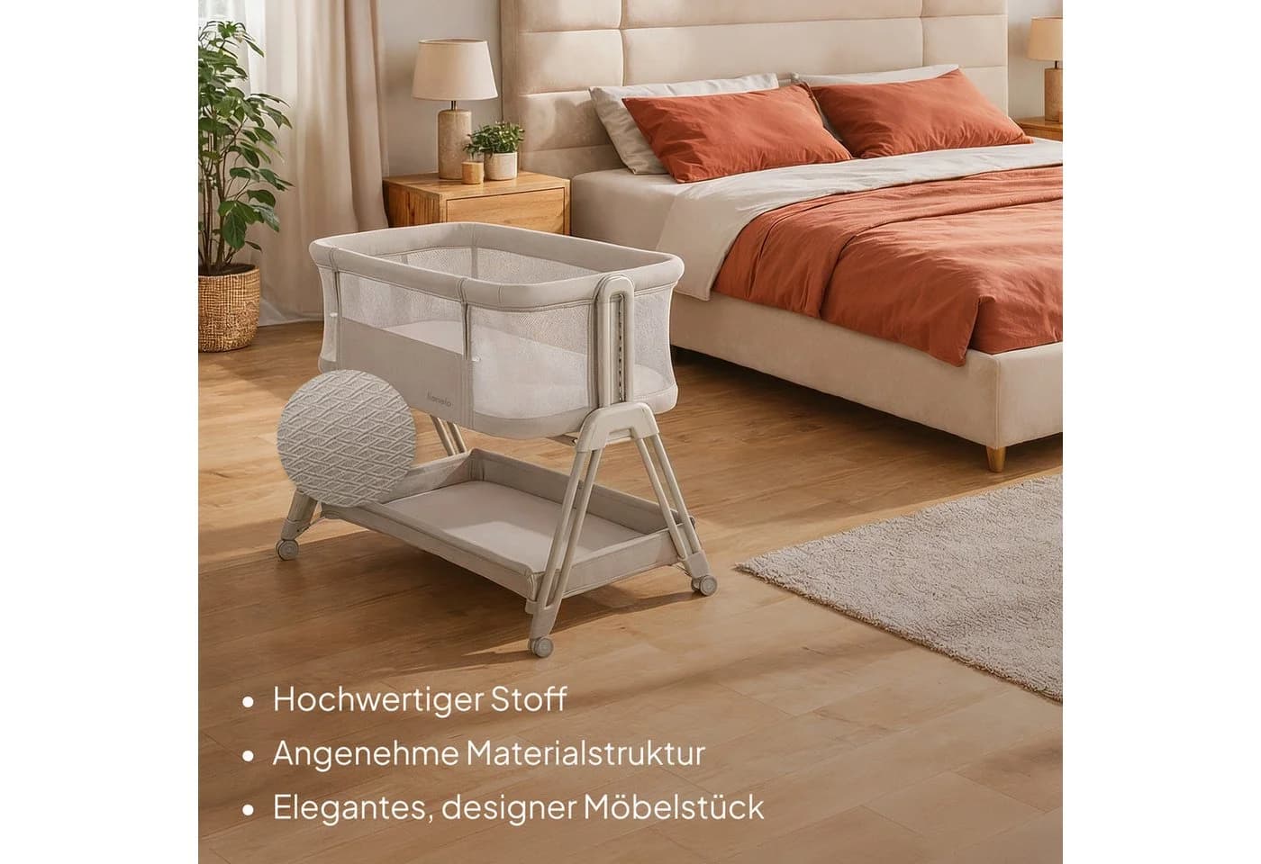 Lionelo Baby-Reisebett LUNA Beige 2in1 mit Höhenverstellung - Bild 3