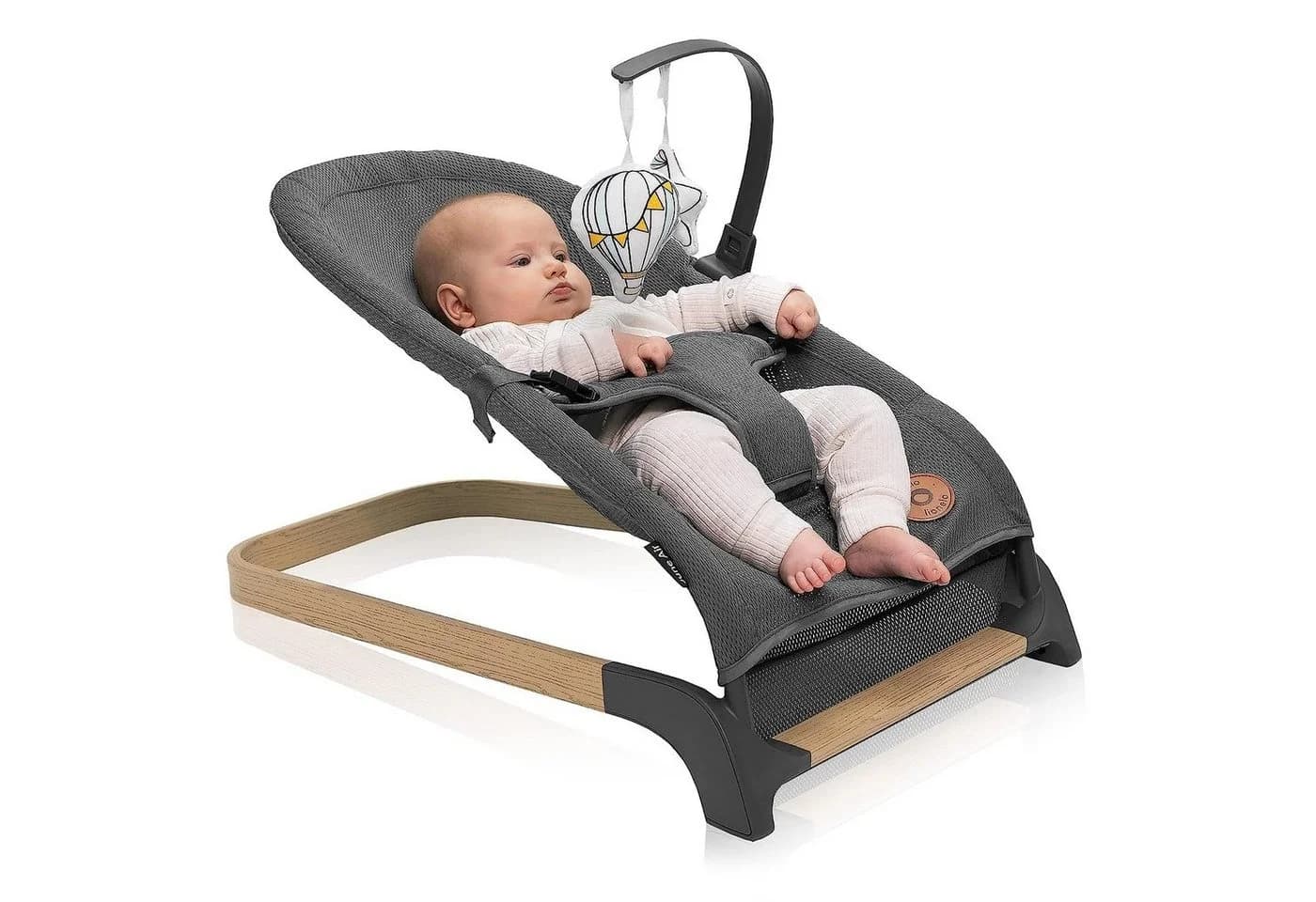 Lionelo Babywippe June Grey Stone - Mit Spielzeugbogen & 3-Punkt-Gurt - Bild 2