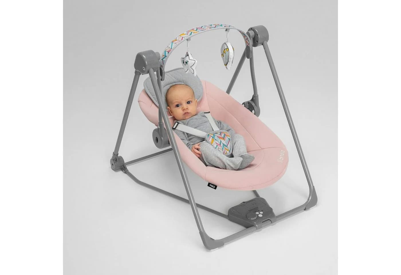 Lionelo Babyschaukel OTTO Rosa mit Spielzeugkarussell und Timer