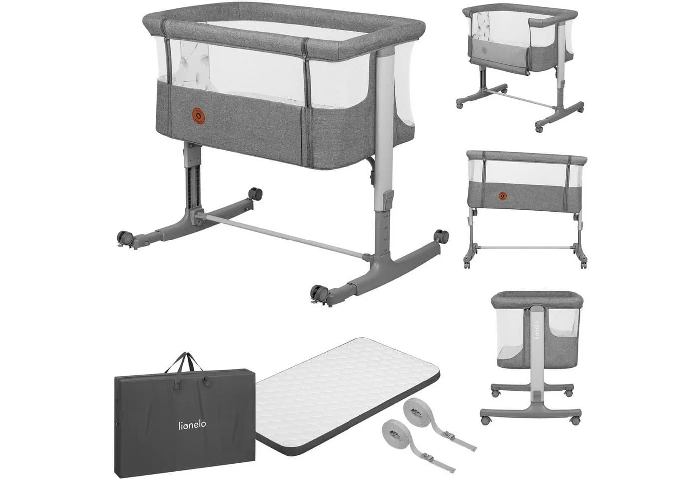 Lionelo Baby-Reisebett AURORA 3-in-1 Beistellbett Grau - Bild 2