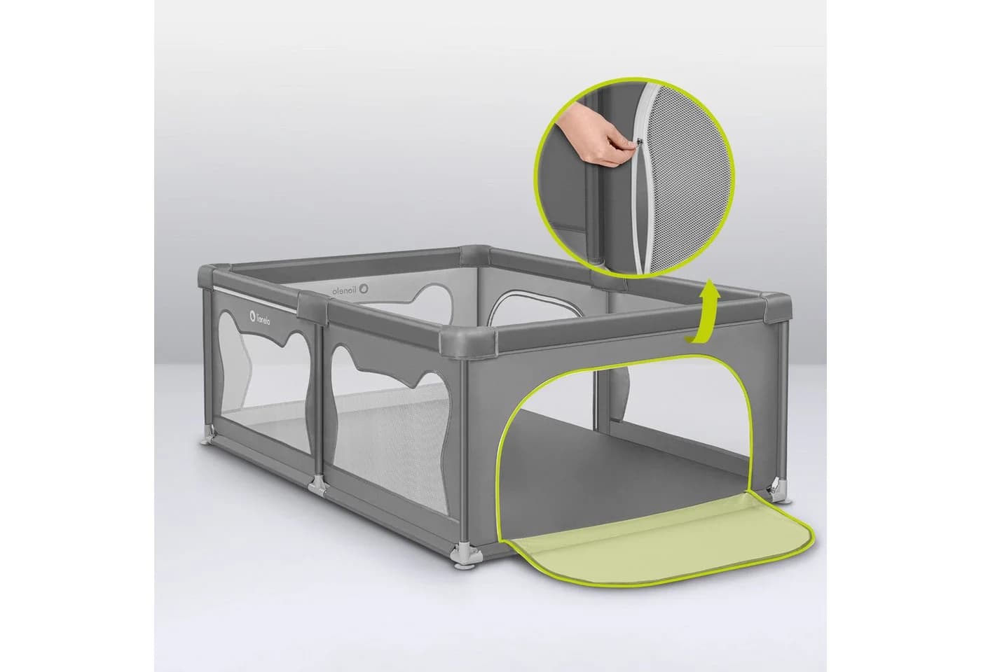 Lionelo Laufgitter WILLOW XL Grau mit 2 Seiteneingängen und Transporttasche - Bild 3