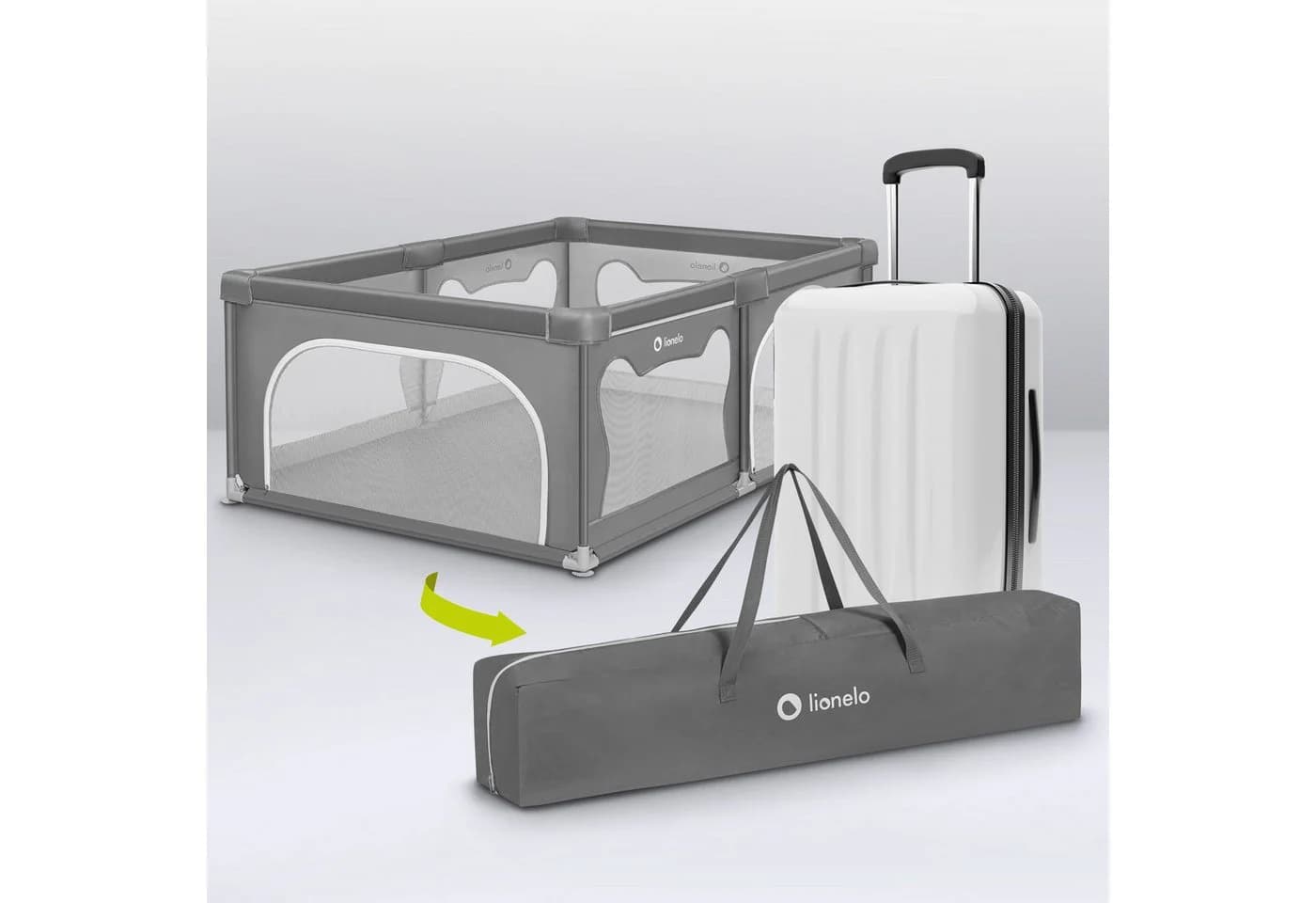 Lionelo Laufgitter WILLOW XL Grau mit 2 Seiteneingängen und Transporttasche - Bild 5