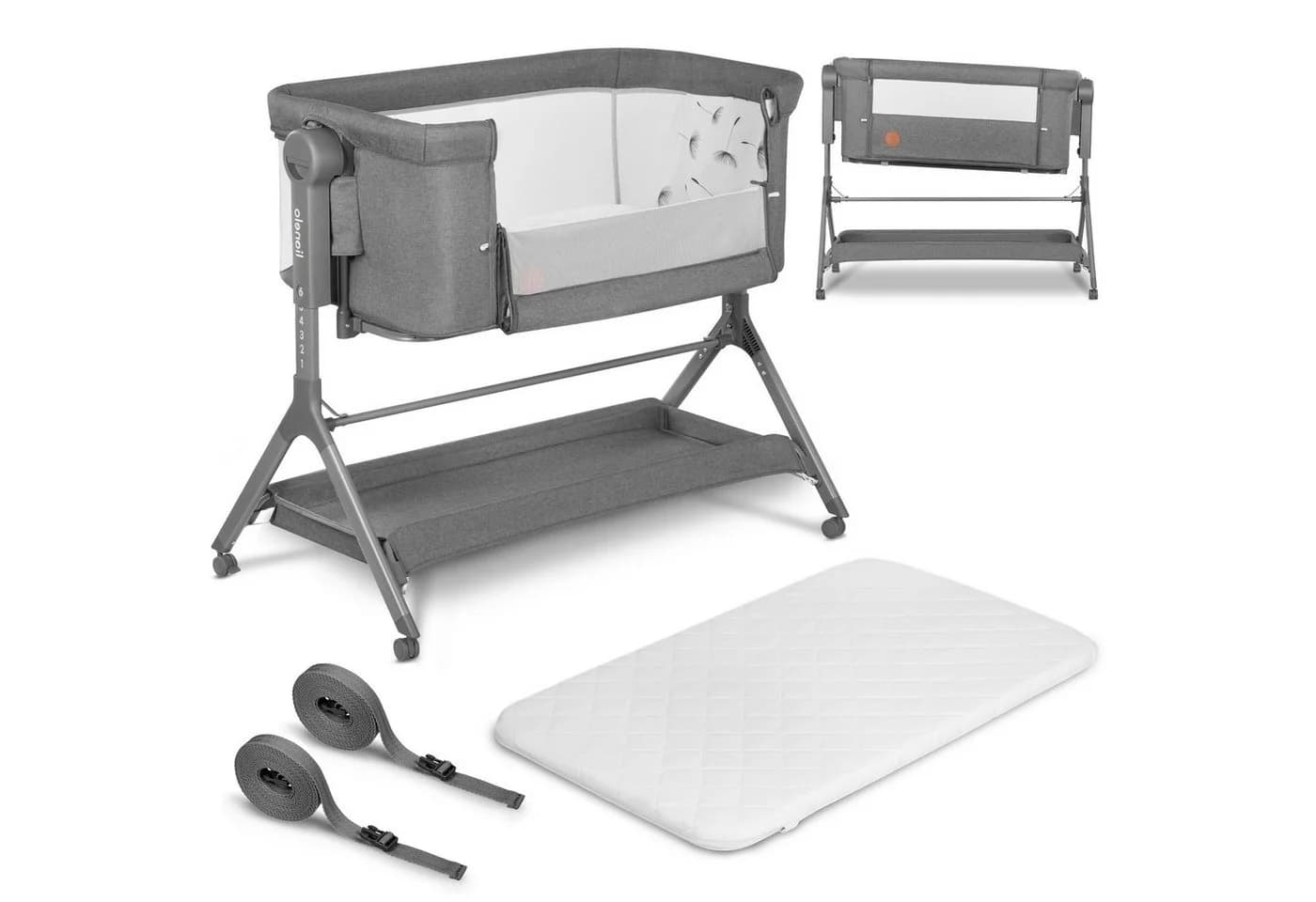 Lionelo Reisebett Leonie Plus 3-in-1 Grau Wiege Beistellbett - Bild 2