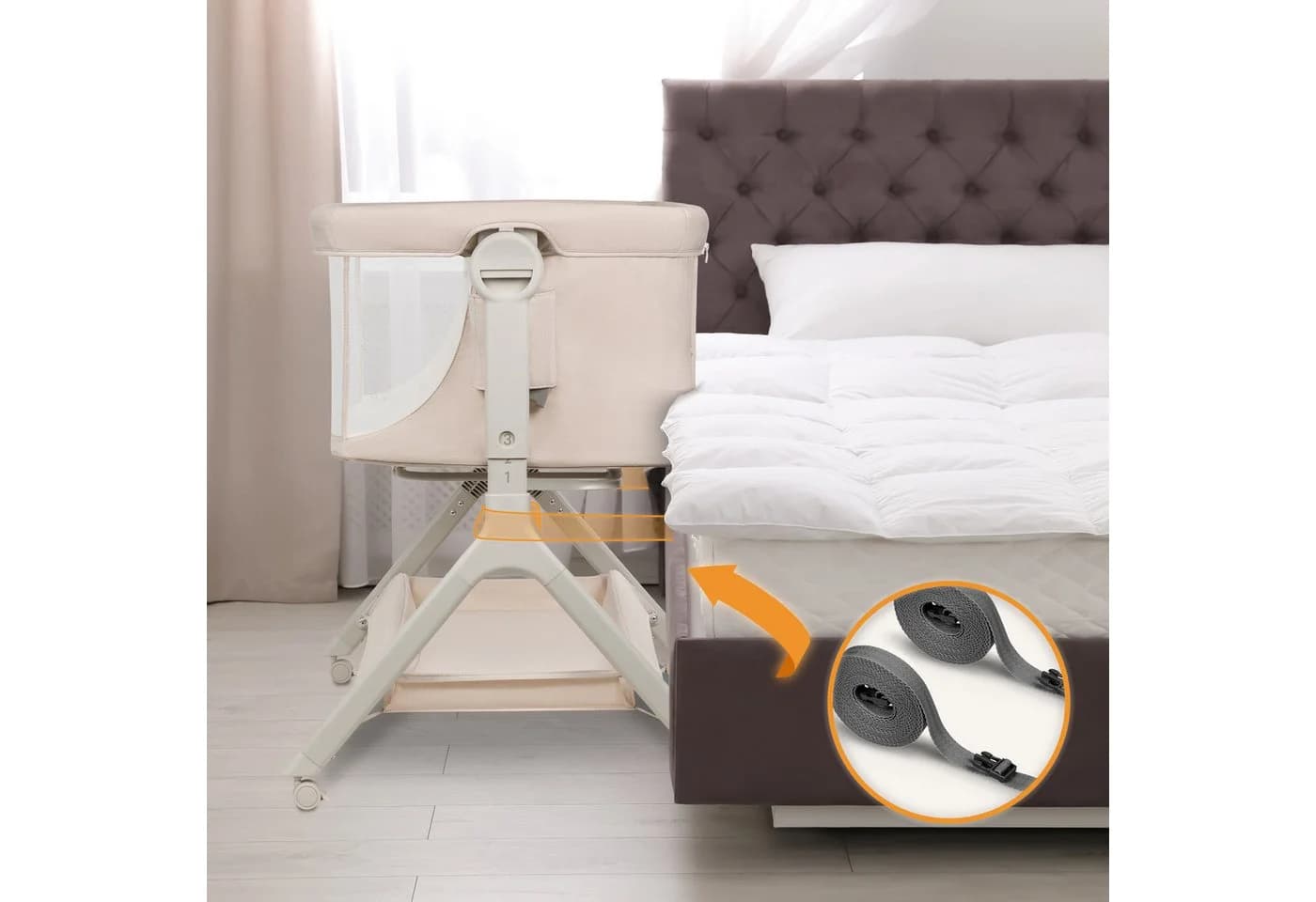 Lionelo Reisebett Leonie Plus 3-in-1 Beige Babybett mit Wiege - Bild 4