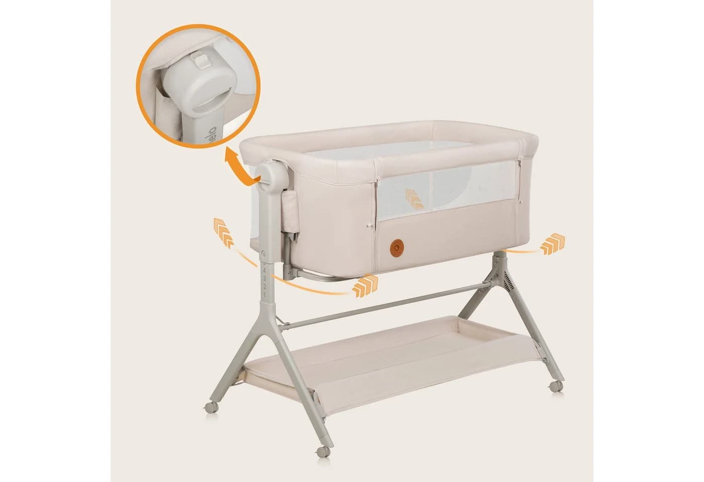Lionelo Reisebett Leonie Plus 3-in-1 Beige Babybett mit Wiege - Bild 5