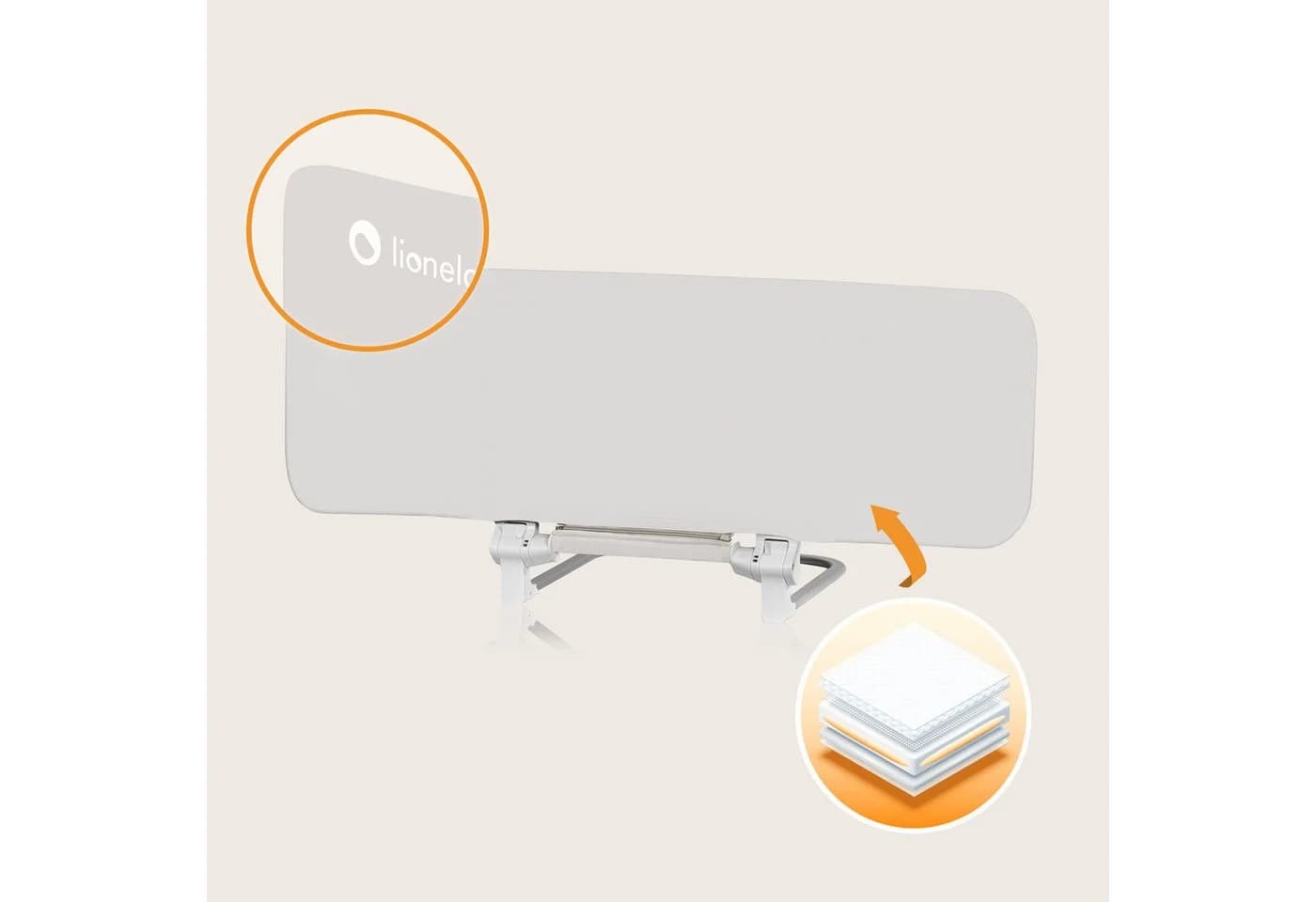 Lionelo Bettschutzgitter Lora XL Beige Grau Faltbar