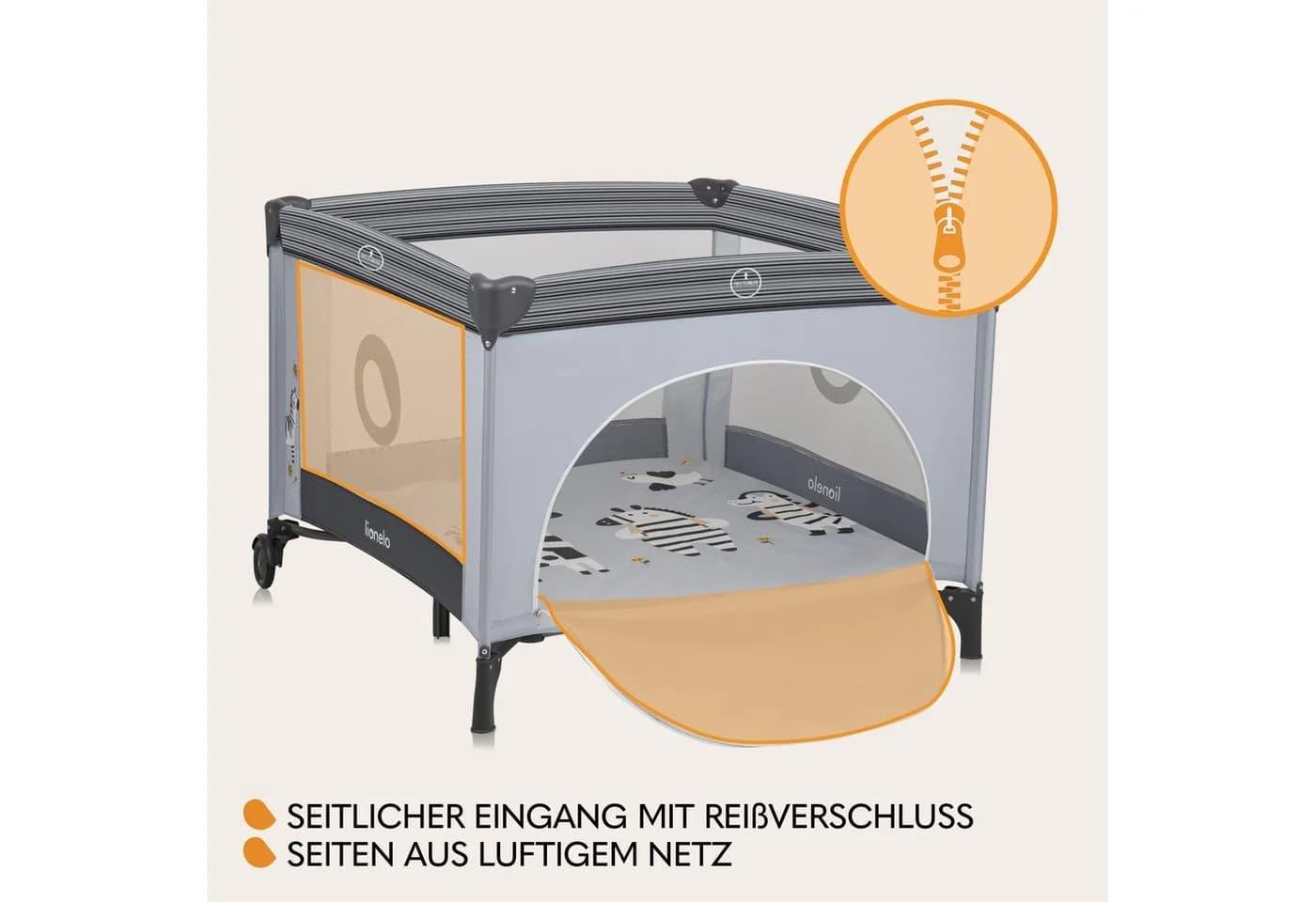 lionelo Laufgitter BONNIE Grau Seiteneingang Klappbar - Bild 3