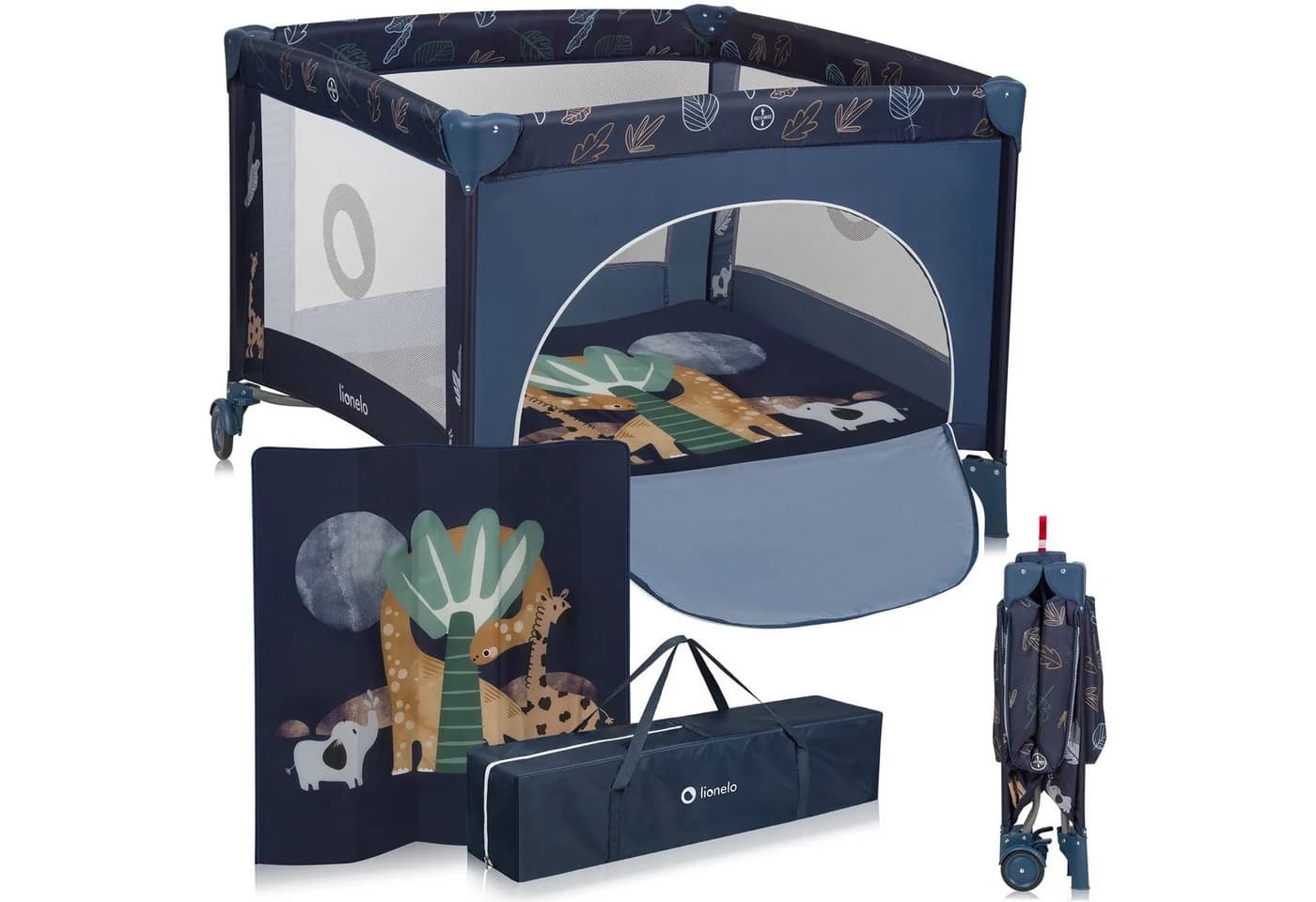 lionelo Laufgitter BONNIE Set Blau Seiteneingang Klappbar - Bild 2