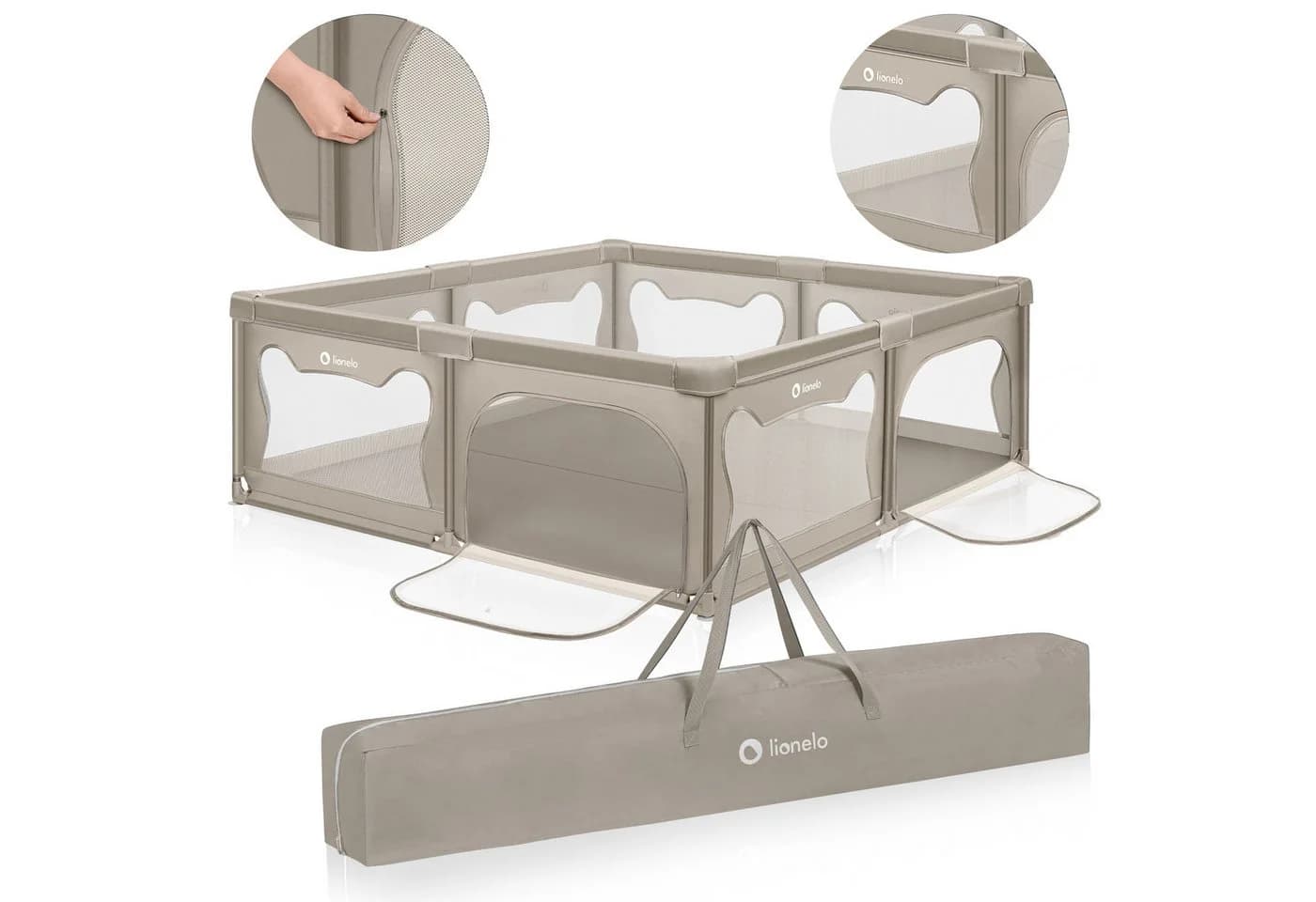 Lionelo Laufgitter Willow XL Beige Sand XL mit 2 Seiteneingängen - Bild 2