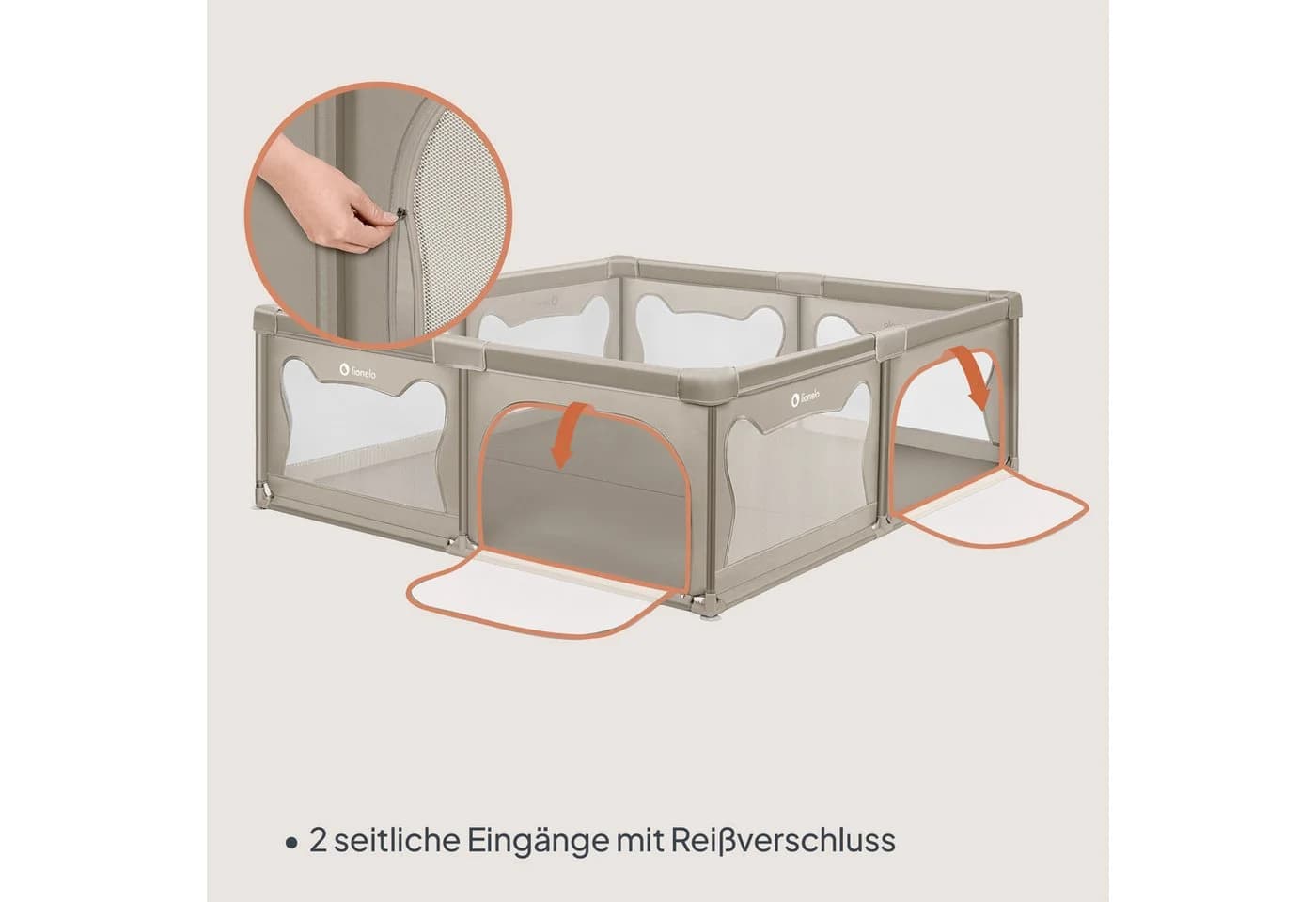 Lionelo Laufgitter Willow XL Beige Sand XL mit 2 Seiteneingängen - Bild 4