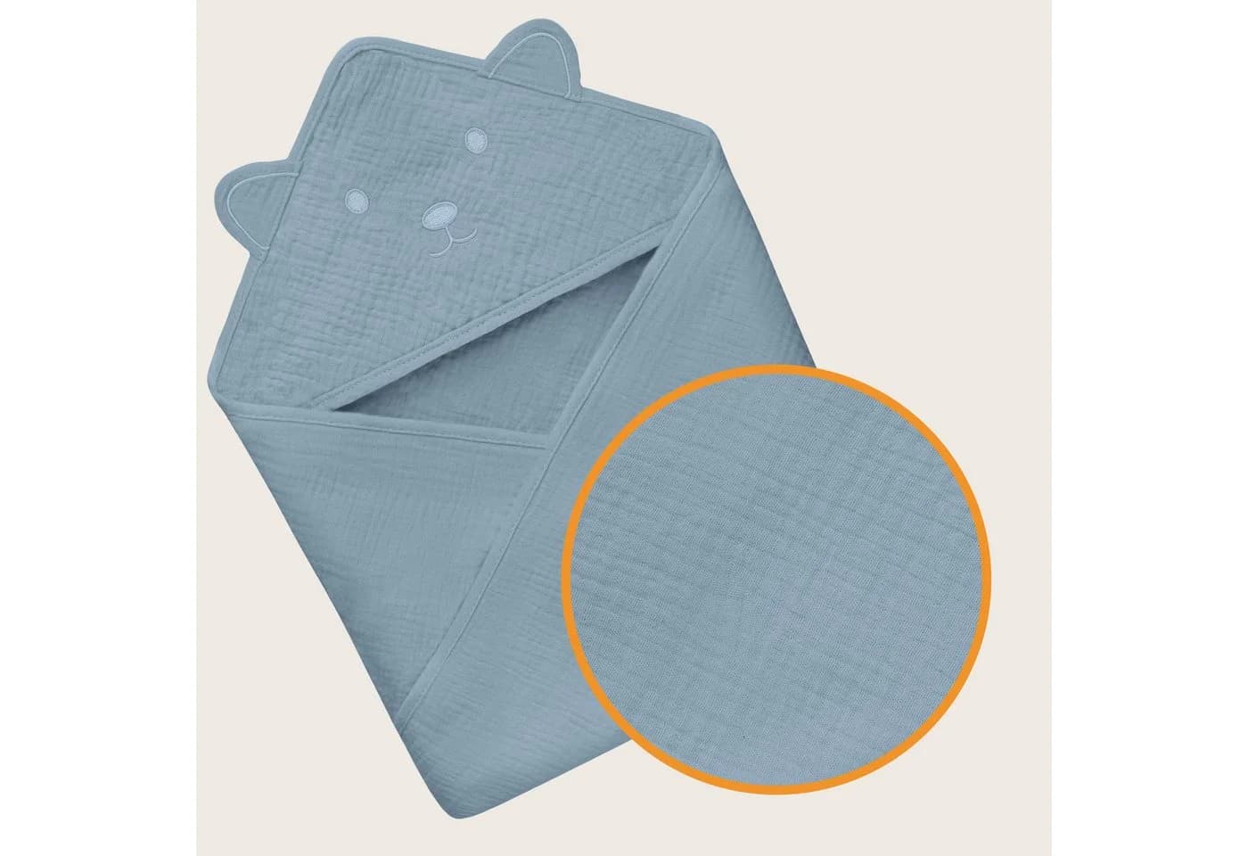 Lionelo Kapuzenhandtuch Muslin Grau - 100% Baumwolle Baby
