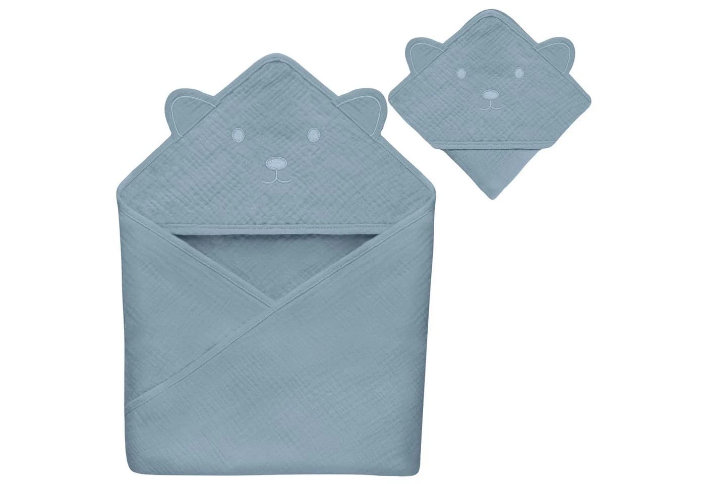 Lionelo Kapuzenhandtuch Muslin Grau - 100% Baumwolle Baby - Bild 2