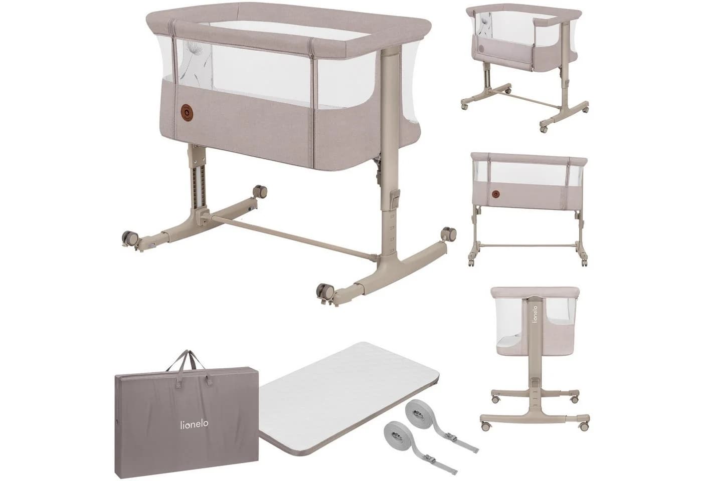 Lionelo Baby-Reisebett AURORA 3-in-1 Beistellbett Grau Beige - Bild 2