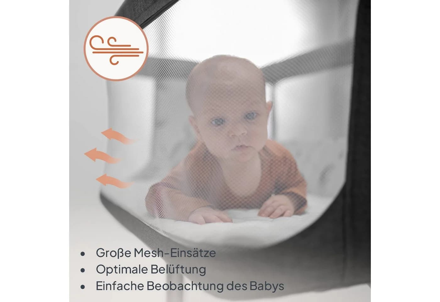 Lionelo Baby-Reisebett AURORA 3-in-1 Beistellbett Grau Beige - Bild 5