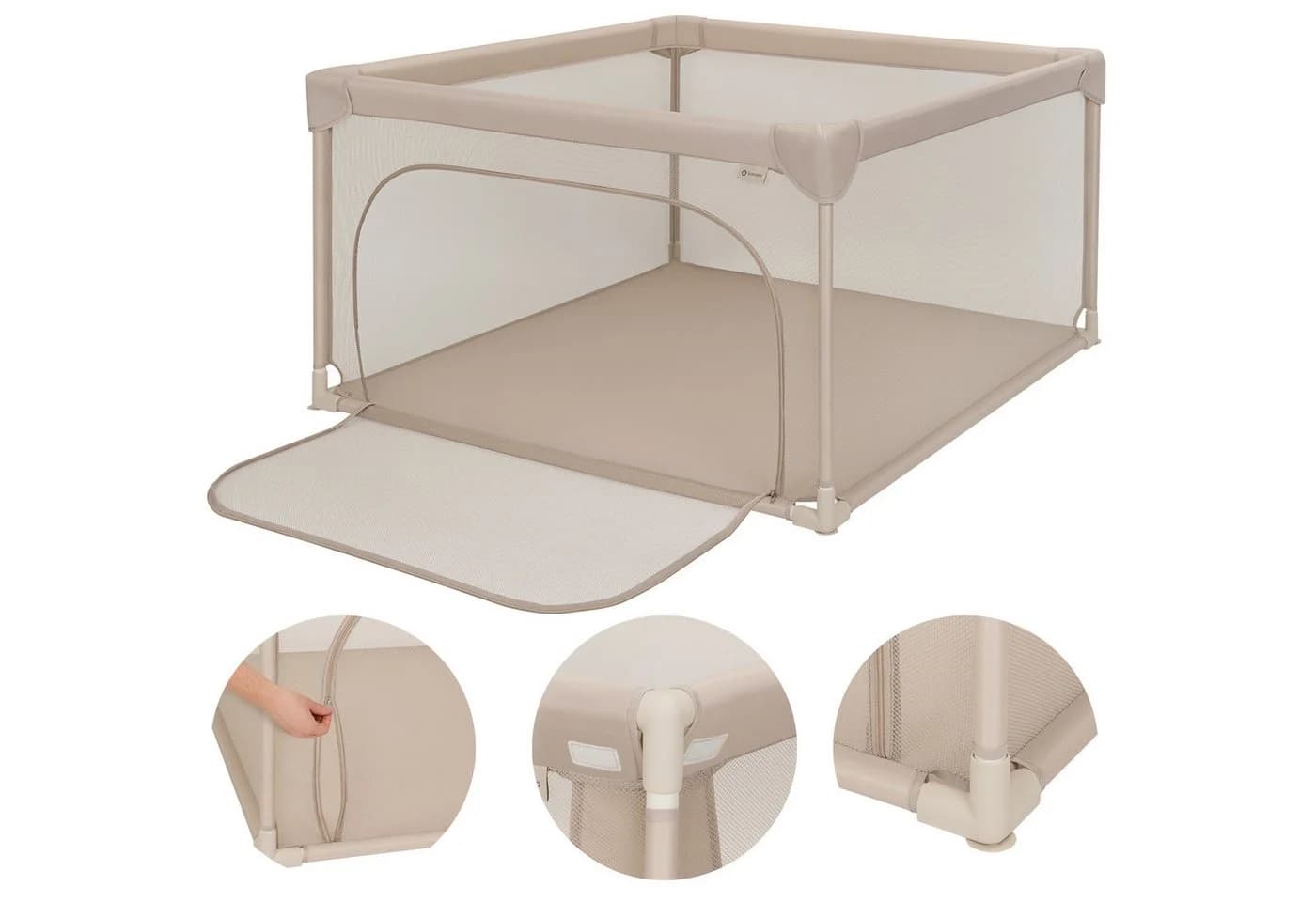 Lionelo Laufgitter WILLOW MINI Beige Netzseiten Seiteneinstieg - Bild 2