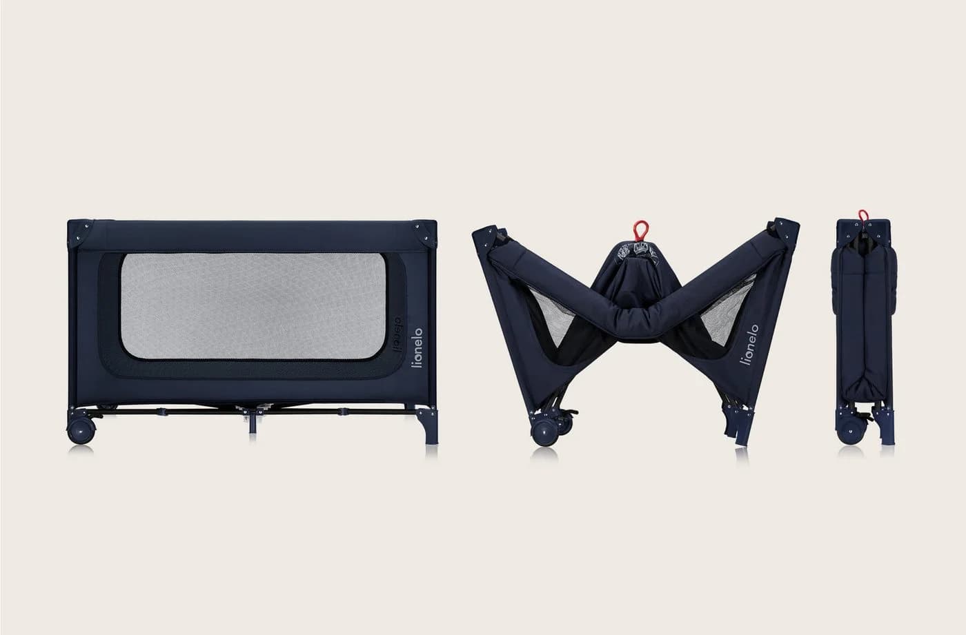 Lionelo Baby-Reisebett JASMIN EASY FOLD blau mit Easy-Fold-System