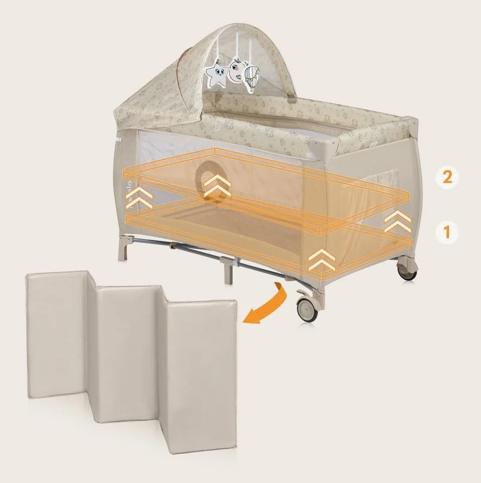 Lionelo Baby-Reisebett LO-SVEN PLUS Beige 2-in-1 mit Musik - Bild 3