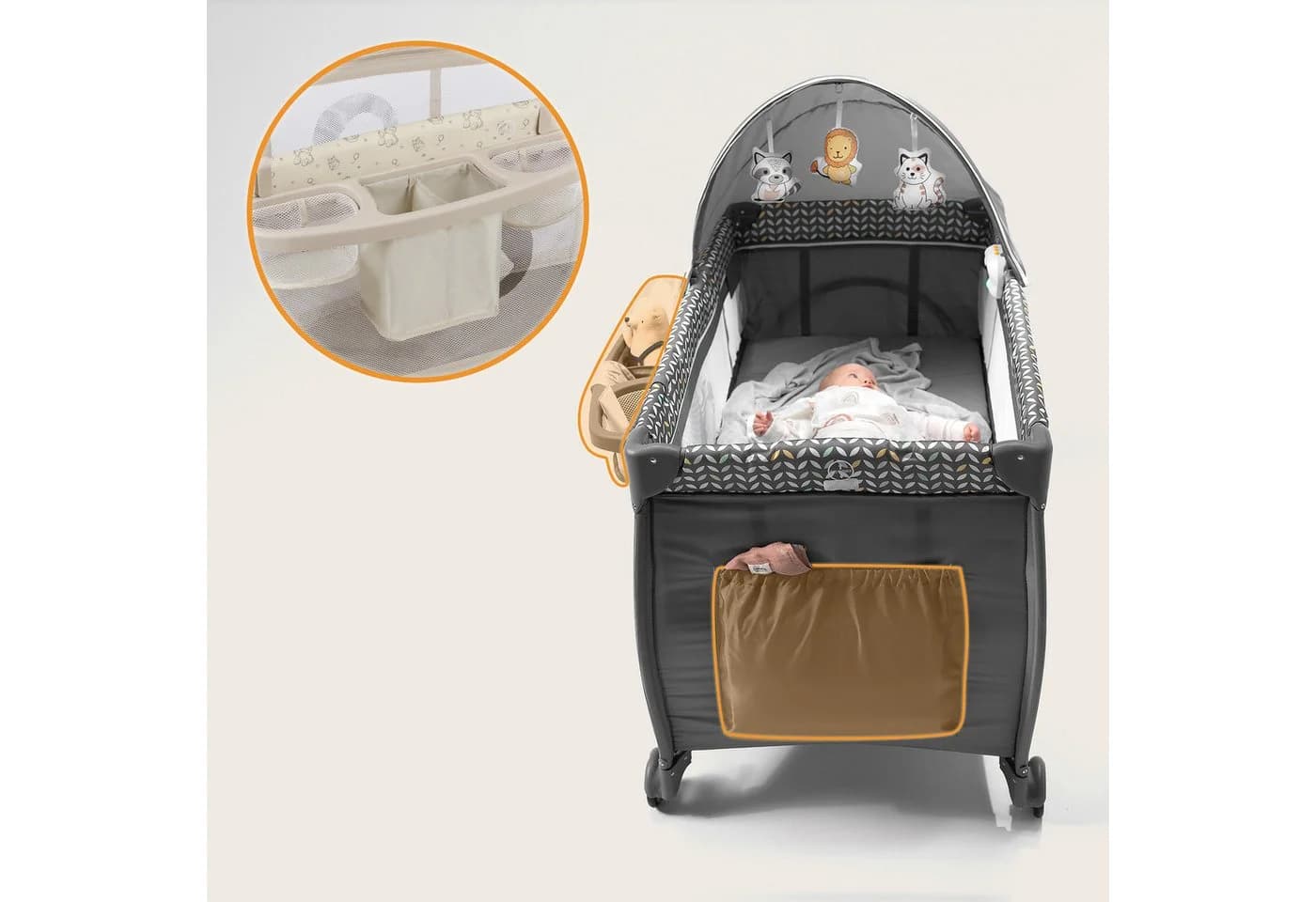 Lionelo Baby-Reisebett LO-SVEN PLUS Beige 2-in-1 mit Musik - Bild 5