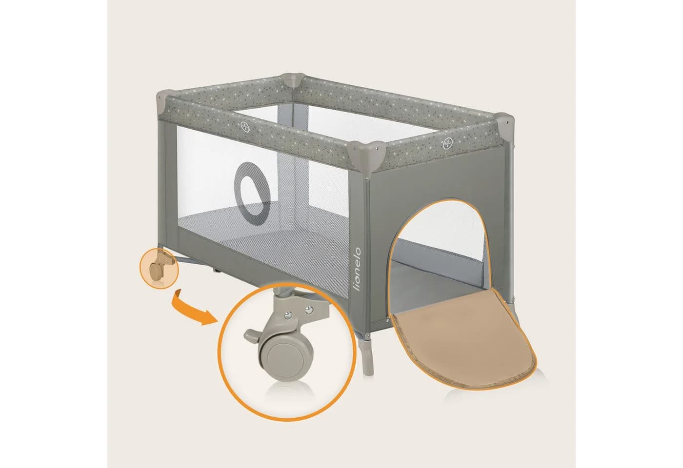 Lionelo Baby-Reisebett Stefi Beige Seiteneingang - Bild 5