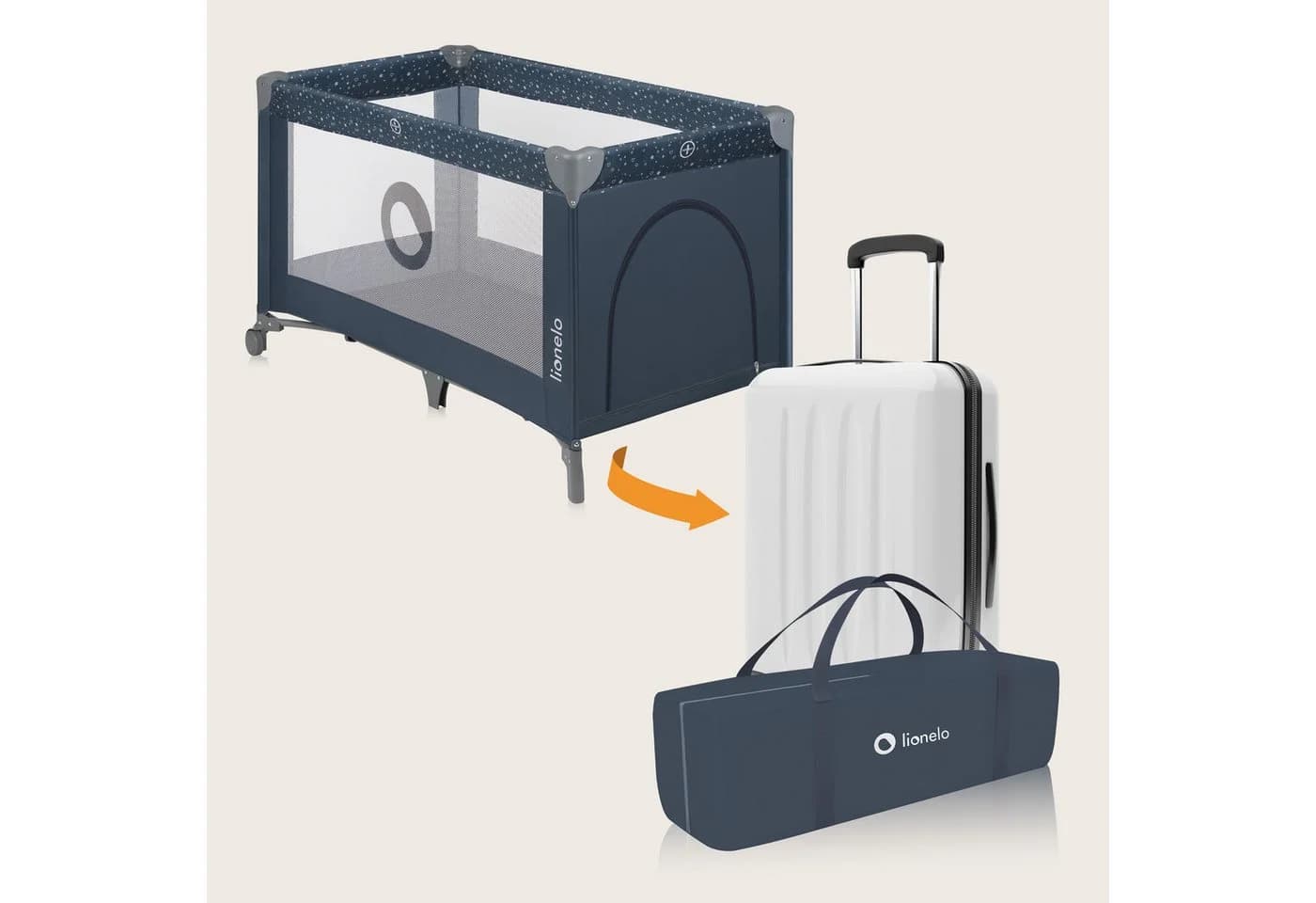 Lionelo Baby-Reisebett Stefi Blau-Grau Seiteneingang Tragetasche - Bild 4
