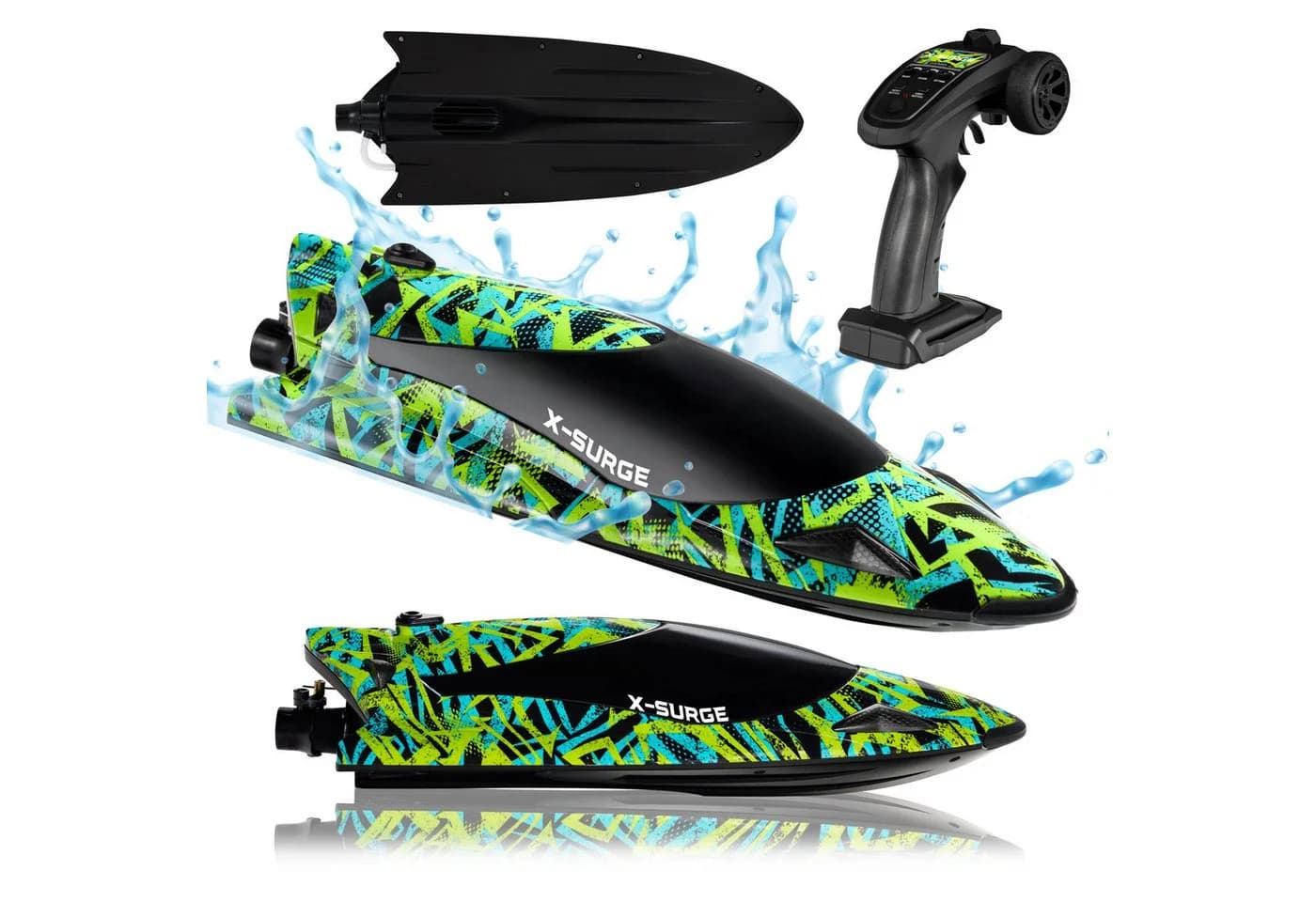 Overmax RC-Boot X-SURGE Set 2000W 2 Akkus Auto-Flip 35km/h LED Grün - Bild 2