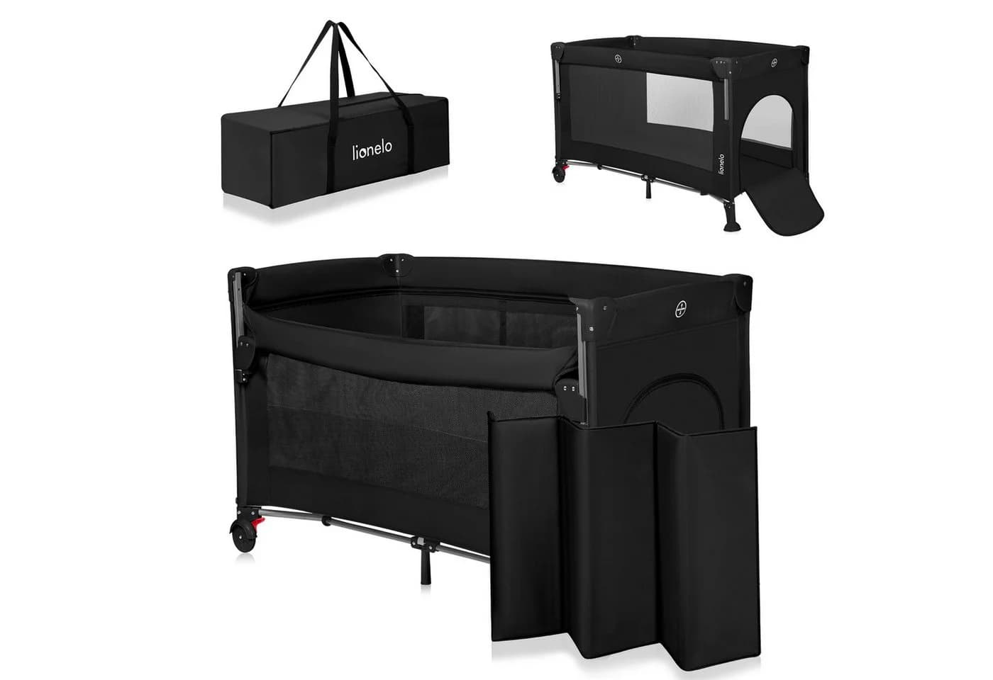 Lionelo Reisebett ELLEN 3-in-1 Schwarz mit Matratze & Tasche - Bild 2