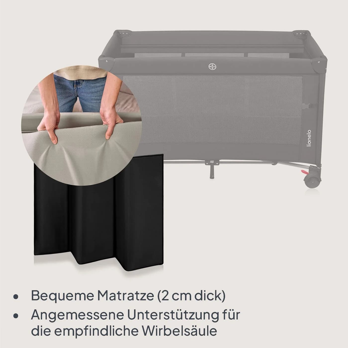 Lionelo Reisebett ELLEN 3-in-1 Schwarz mit Matratze & Tasche - Bild 4