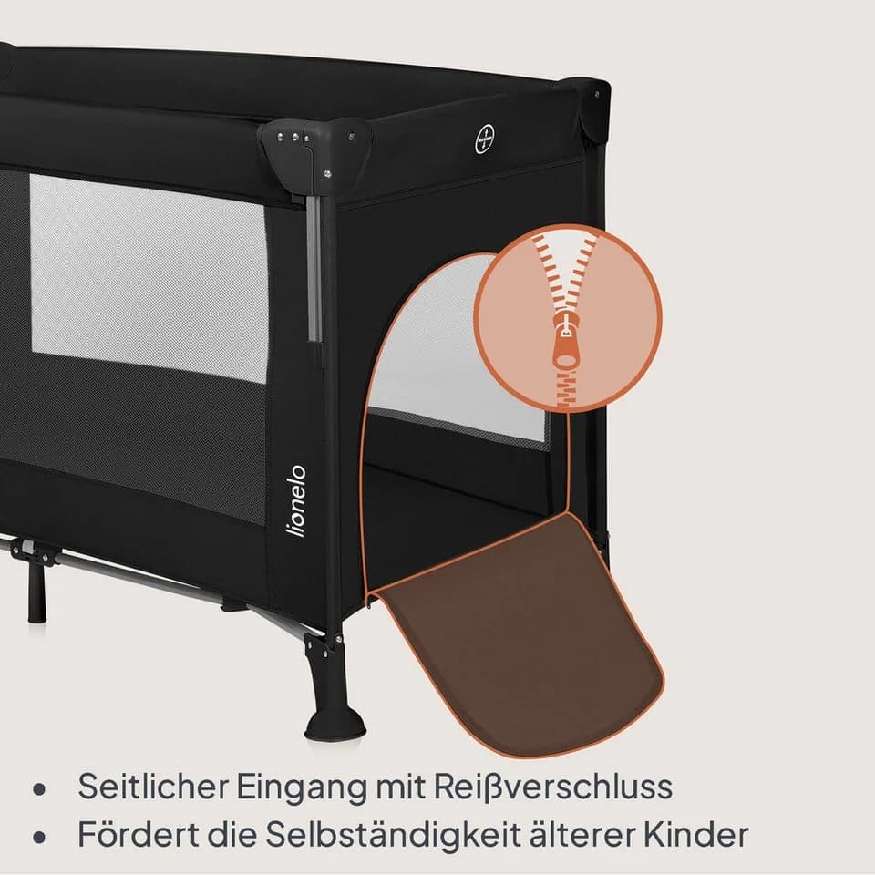 Lionelo Reisebett ELLEN 3-in-1 Schwarz mit Matratze & Tasche - Bild 5