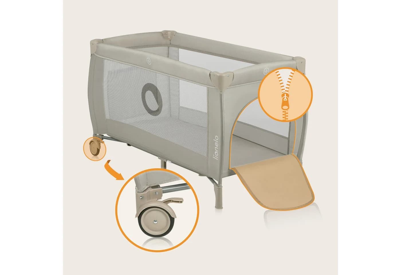 Lionelo Stefi Plus 2-in-1 Reisebett & Laufgitter Beige - Bild 4