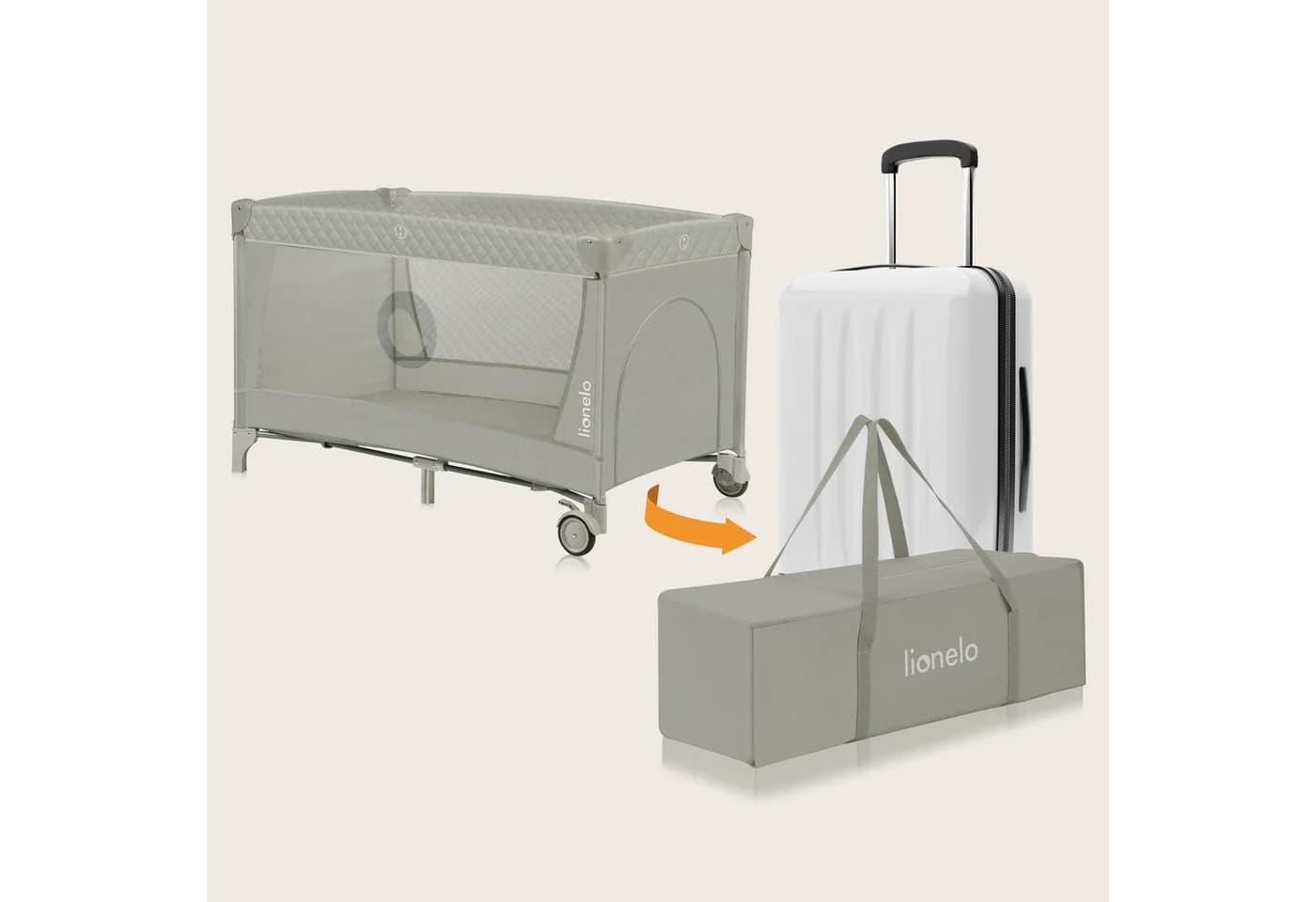 Lionelo Baby-Reisebett FLOWER 4in1 Laufstall Wickeltisch Beige - Bild 5