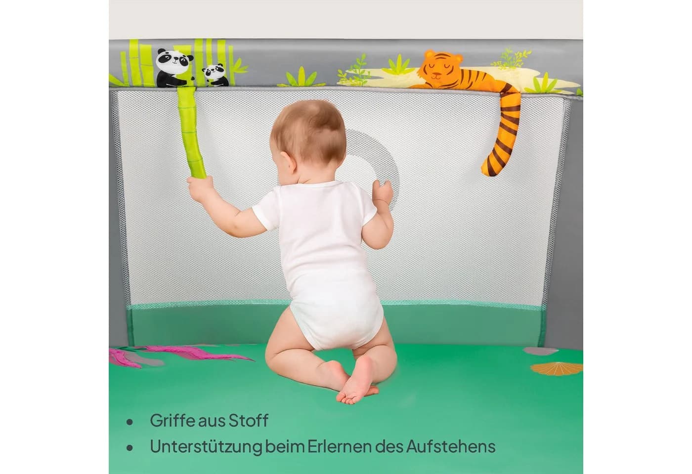 Lionelo Laufgitter Mille Plus Set mit Lernmatte und Tragetasche, Matratze, Spielzeug, Lernmatte, Reißverschluss-Eingang, Rollen - Bild 5