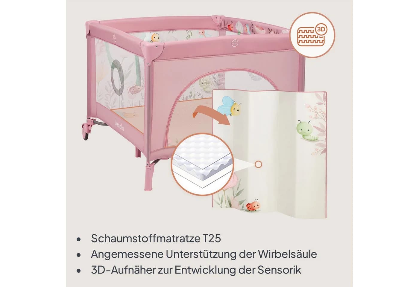 Lionelo Laufgitter Mille Plus Set mit Lernmatte und Tragetasche - Bild 3