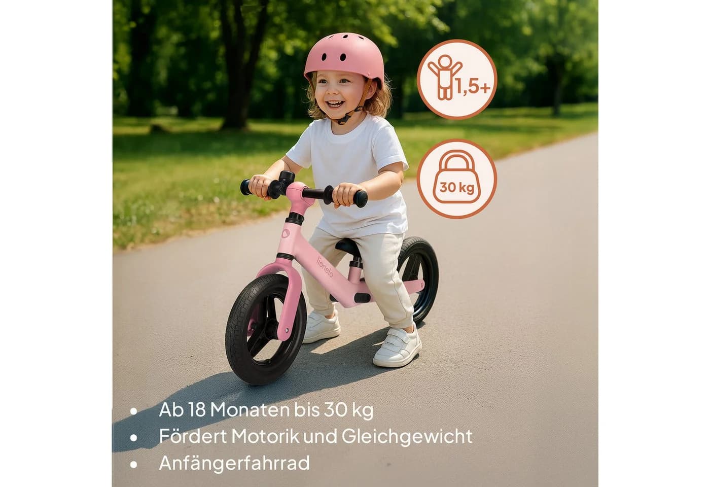 Lionelo Laufrad TONI Rosa Ultraleicht Verstellbar - Bild 3