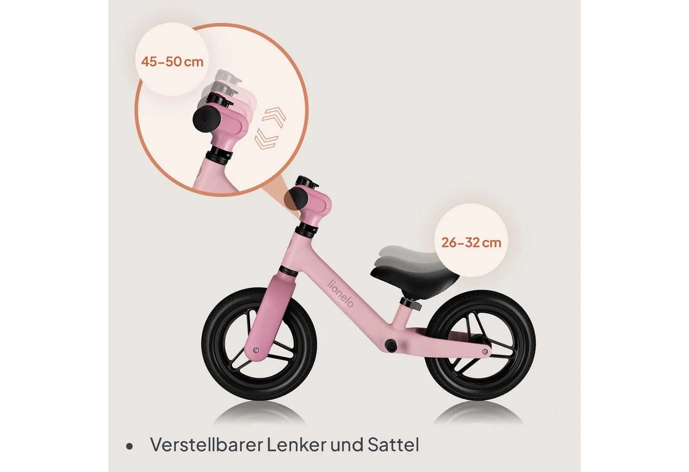 Lionelo Laufrad TONI Rosa Ultraleicht Verstellbar - Bild 5