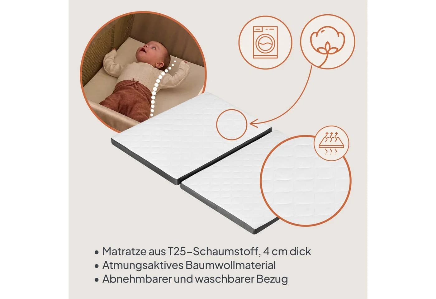 Lionelo Reisebett ALICE 3in1 Grau Faltbar mit Matratze - Bild 4