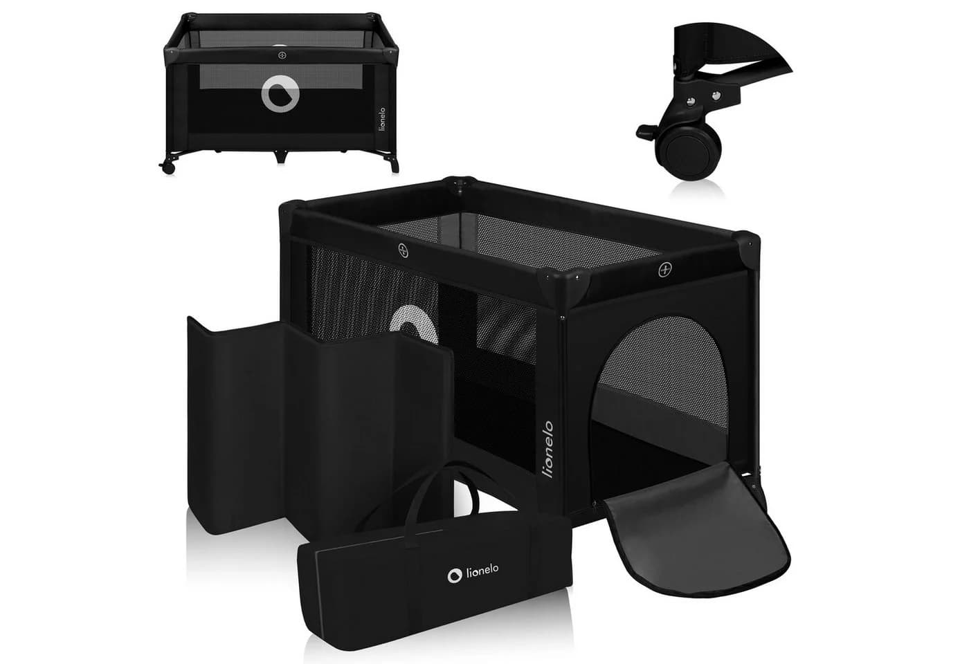 Lionelo Baby-Reisebett Stefi Schwarz mit Seiteneingang und LockGuard - Bild 2