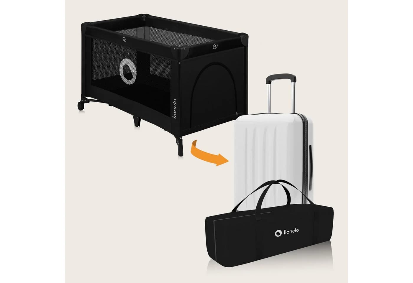 Lionelo Baby-Reisebett Stefi Schwarz mit Seiteneingang und LockGuard - Bild 4