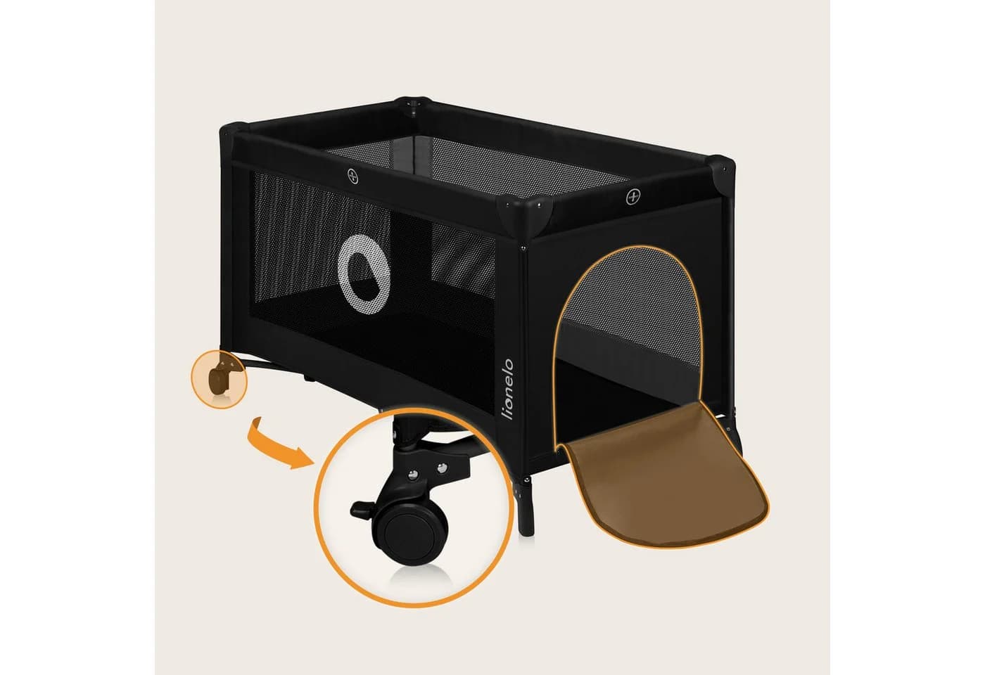 Lionelo Baby-Reisebett Stefi Schwarz mit Seiteneingang und LockGuard - Bild 5
